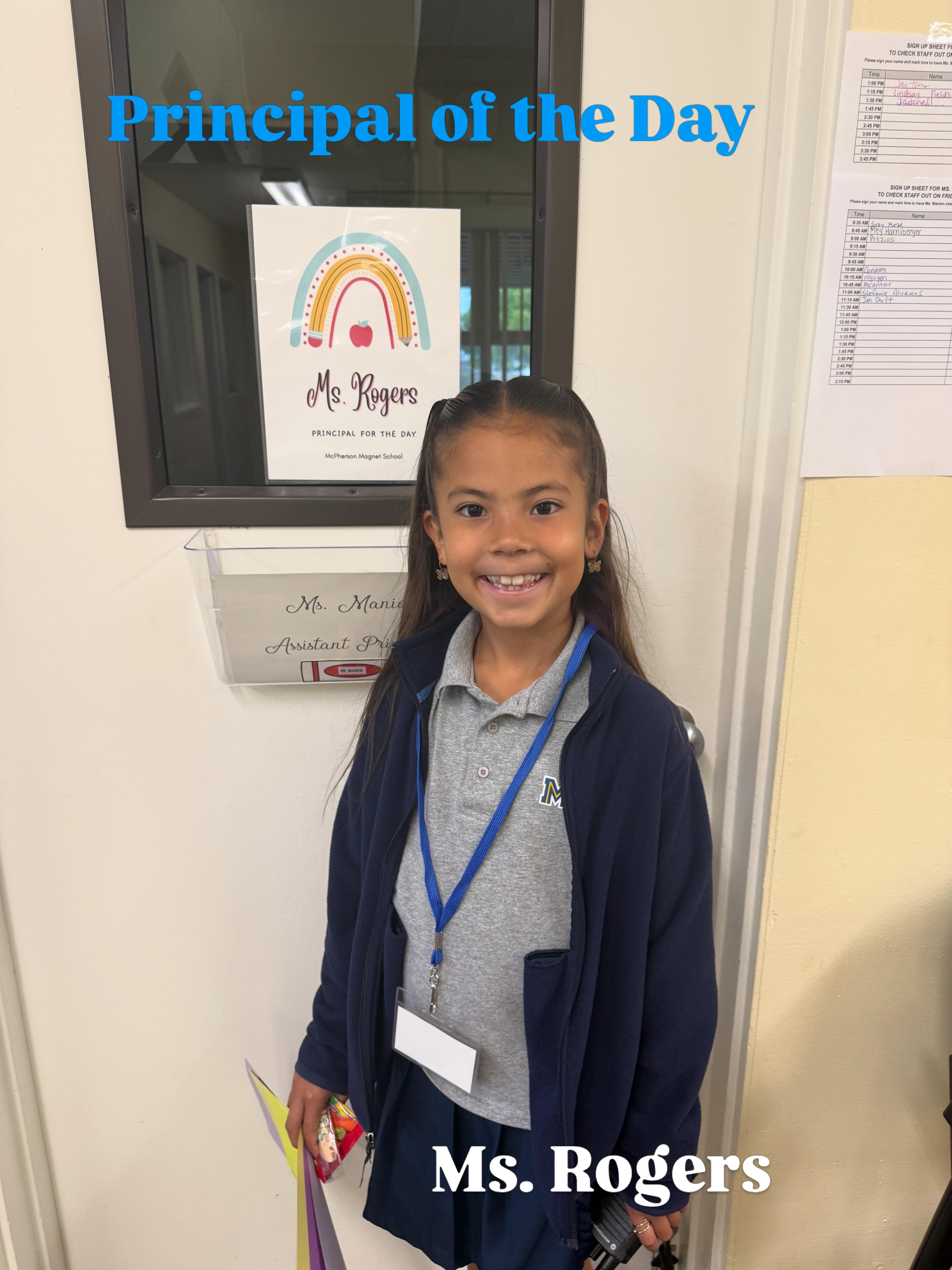 A McPherson student serving as Principal of the Day